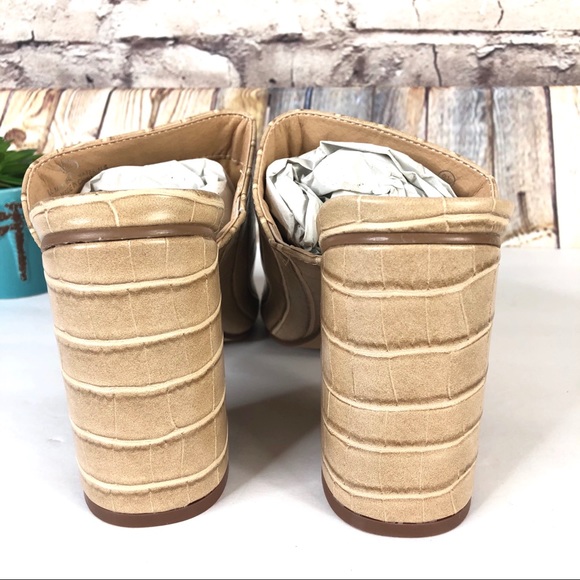 NEW Lulus Raelynn Nude Croc Peep Toe Mules - Picture 5 of 7